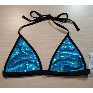 Forever 21 Iridescent Sequin Halter Bikini Top Sz M
